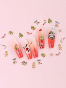 Christmas 1box Gingerbread Man Design Nail Art Wood Pulp Chip - Multicolor - View 2