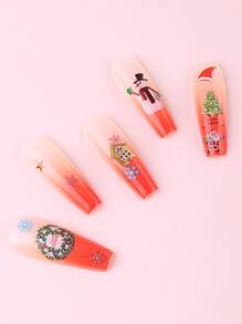 Christmas 1box Gingerbread Man Design Nail Art Wood Pulp Chip - Multicolor - View 3