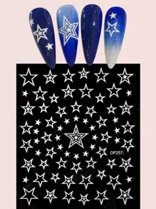 1張星星圖案美甲貼紙 - 白色 - 查看 1