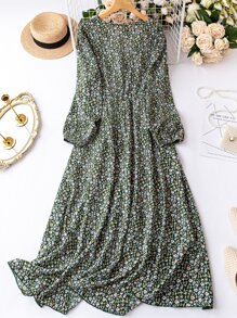 SHEIN Clasi 大碼碎花燈籠袖洋裝