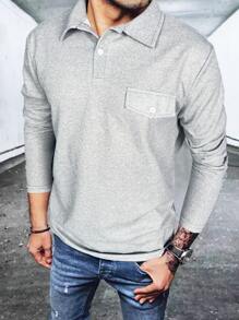 Manfinity Homme 男士翻蓋細節POLO衫 - 淺灰色 - 查看 1