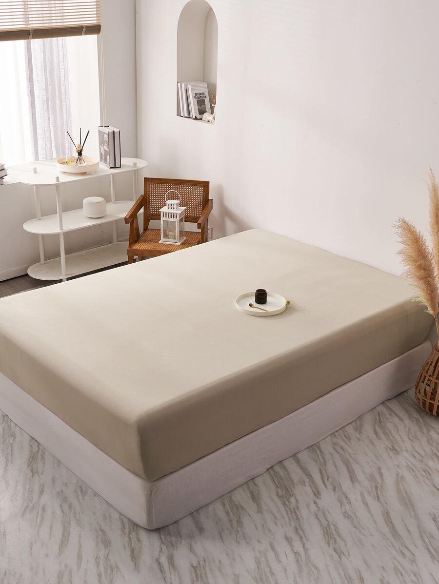 1 Đồng Màu Trang Bị Tấm, Mềm Mại Chăn Ga Gối Cung Cấp, Trang Bị Tấm Cho Phòng Ngủ - Màu Khaki - Xem 1