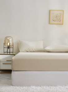 1 Đồng Màu Trang Bị Tấm, Mềm Mại Chăn Ga Gối Cung Cấp, Trang Bị Tấm Cho Phòng Ngủ - Màu Khaki - Xem 4