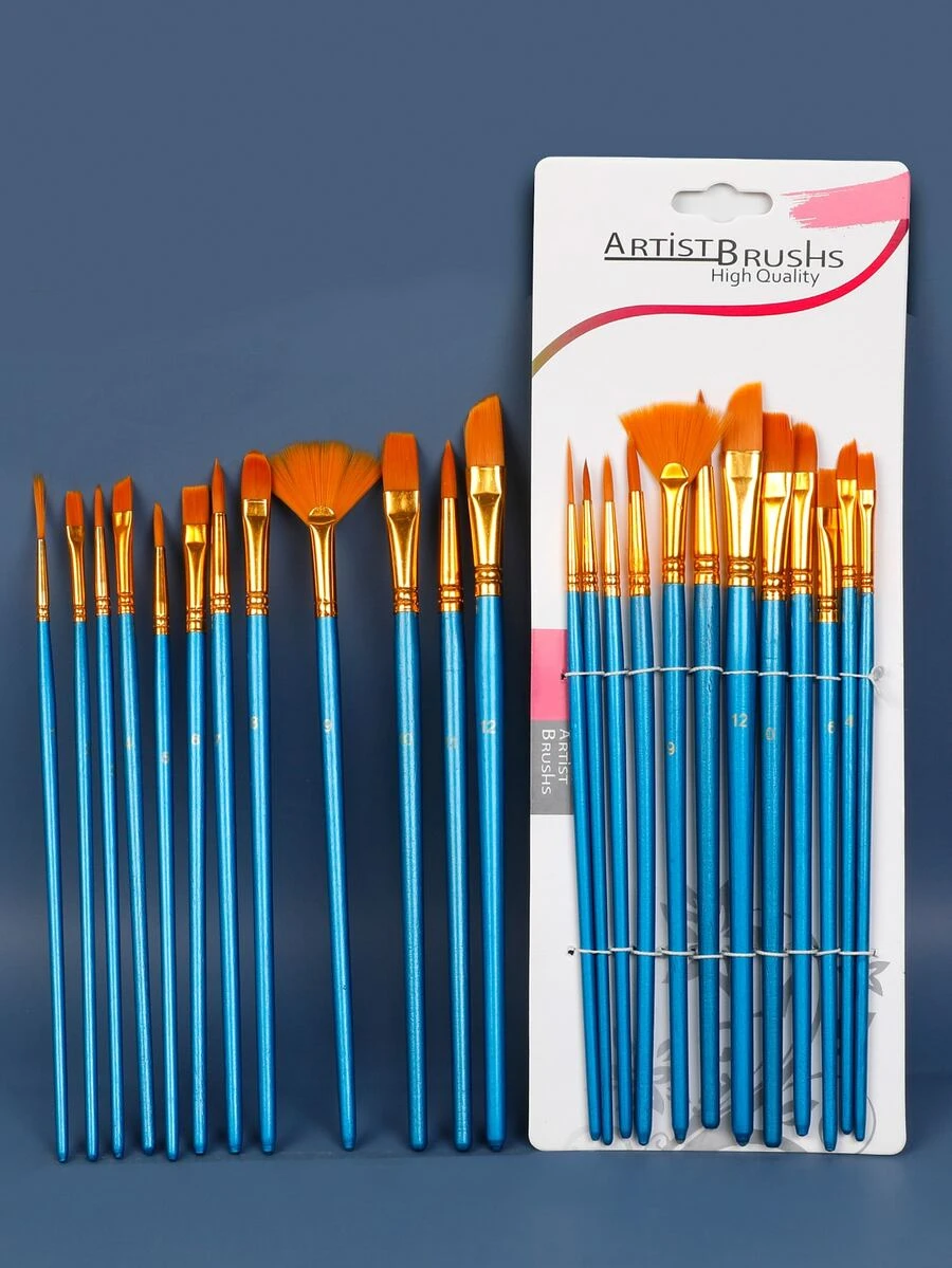 12入組數字圖案塗料刷 - 藍色 - 查看 1