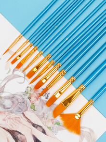 12入組數字圖案塗料刷 - 藍色 - 查看 2