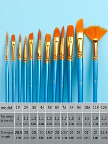 12入組數字圖案塗料刷 - 藍色 - 查看 3