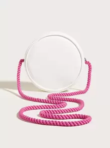 1pc Girls' Pink Pu Donut Shaped Crossbody Bag With Cute And Fun Design - Pink - View 6