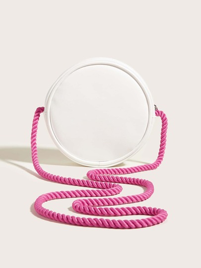 1pc Girls' Pink Pu Donut Shaped Crossbody Bag With Cute And Fun Design