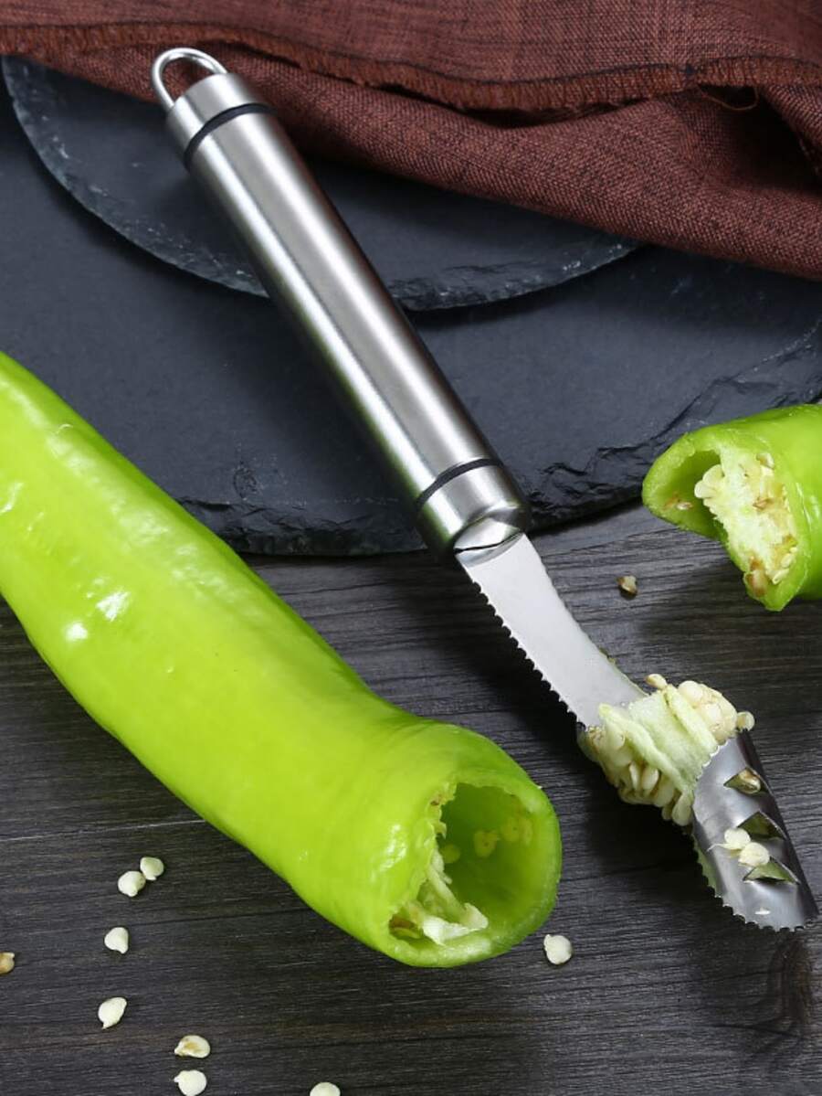 1pc Stainless Steel Vegetable Corer - Silver - View 1