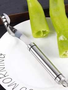 1pc Stainless Steel Vegetable Corer - Silver - View 2