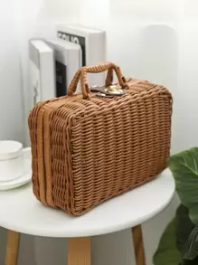 Bolso cartera medio doble asa con cerradura girante vacación - Marrón - Ver 1