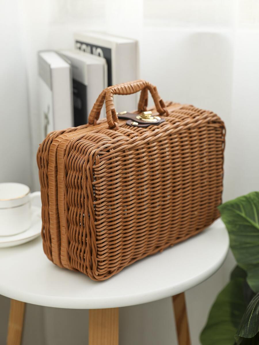 Bolso cartera medio doble asa con cerradura girante vacación - Marrón - Ver 1