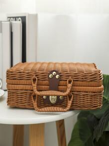 Bolso cartera medio doble asa con cerradura girante vacación - Marrón - Ver 4