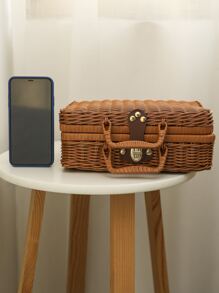 Bolso cartera medio doble asa con cerradura girante vacación - Marrón - Ver 3