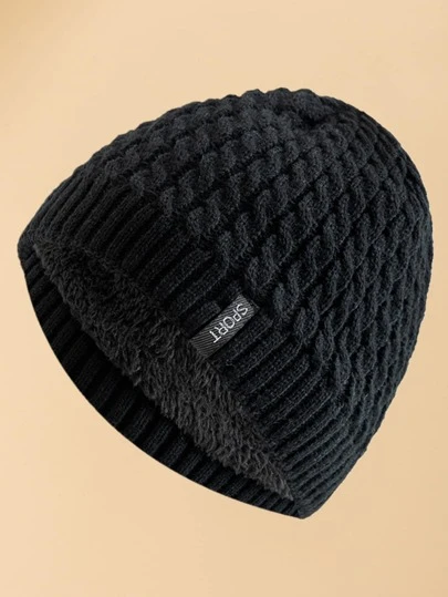 JZML 男士字母标签针织帽休闲秋季装