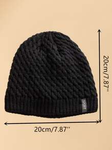 JZML 男士字母标签针织帽休闲秋季装 - 黑色 - 查看 3