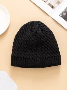 JZML 男士字母标签针织帽休闲秋季装 - 黑色 - 查看 5