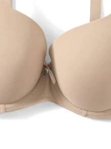 Plus Size Casual Comfy Fabric Apricot Backless Bra With Medium Stretch For Everyday Wear - Apricot - View 3
