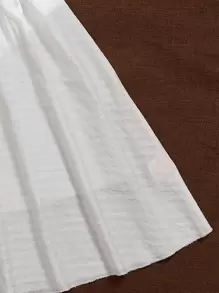 SHEIN Holidaya Shirred Puff Sleeve Dress - White - View 4