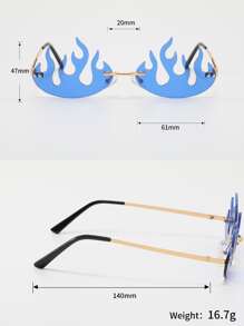 Hombres Gafas de moda sin marco con diseño de fuego - Azul - Ver 5