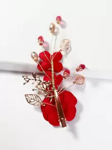 Faux Pearl Flower Decor Hair Clip Royal Valentine's Day Valentines,Hair Accessories,Hair Barrettes Hair Clips Claw Clips Hair Claws, School Stuff, Pearl Hair Accessories, New Years, Festival Outfits, Wedding, Head Accessories