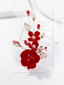 Faux Pearl Flower Decor Hair Clip Royal Valentine's Day Valentines,Hair Accessories,Hair Barrettes Hair Clips Claw Clips Hair Claws, School Stuff, Pearl Hair Accessories, New Years, Festival Outfits, Wedding, Head Accessories