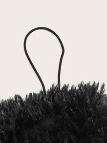 SHEIN ICON Solid Plush Crop Cami Top - Black - View 3