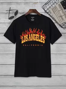 Tops Nam Lá thư Ngọn lửa Giải trí - màu đen - Xem 1