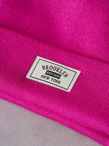 Men Letter Label Beanie Hat For Winter For Daily Wear Gift For Friend Casual - Hot Pink - View 3
