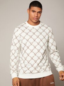 Manfinity Men Heart Print Sweatshirt - White - View 4
