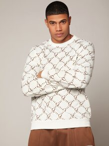 Manfinity Men Heart Print Sweatshirt - White - View 3
