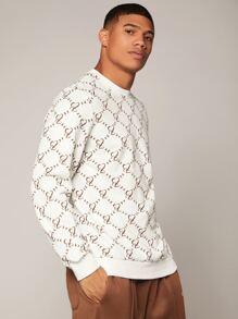 Manfinity Men Heart Print Sweatshirt - White - View 1