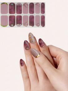 1sheet Rhinestone Decor Nail Art Sticker & 1pc Nail File Nail Stickers DIY - Multicolor - View 1
