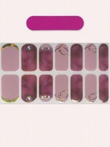 1sheet Rhinestone Decor Nail Art Sticker & 1pc Nail File Nail Stickers DIY - Multicolor - View 2