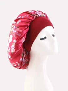 1pc Women's Elastic Band Satin Advertising Sleep Cap With Wide Brim & Diameter Of 36cm, Suitable For Daily Beauty Sleep And Hair Care - Multicolor - View 11