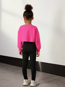 SHEIN Young Girl Letter Graphic Pullover & Unitard Cami Jumpsuit - Multicolor - View 2