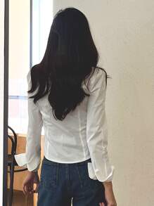 DAZY Solid Button Through Shirt - White - View 2
