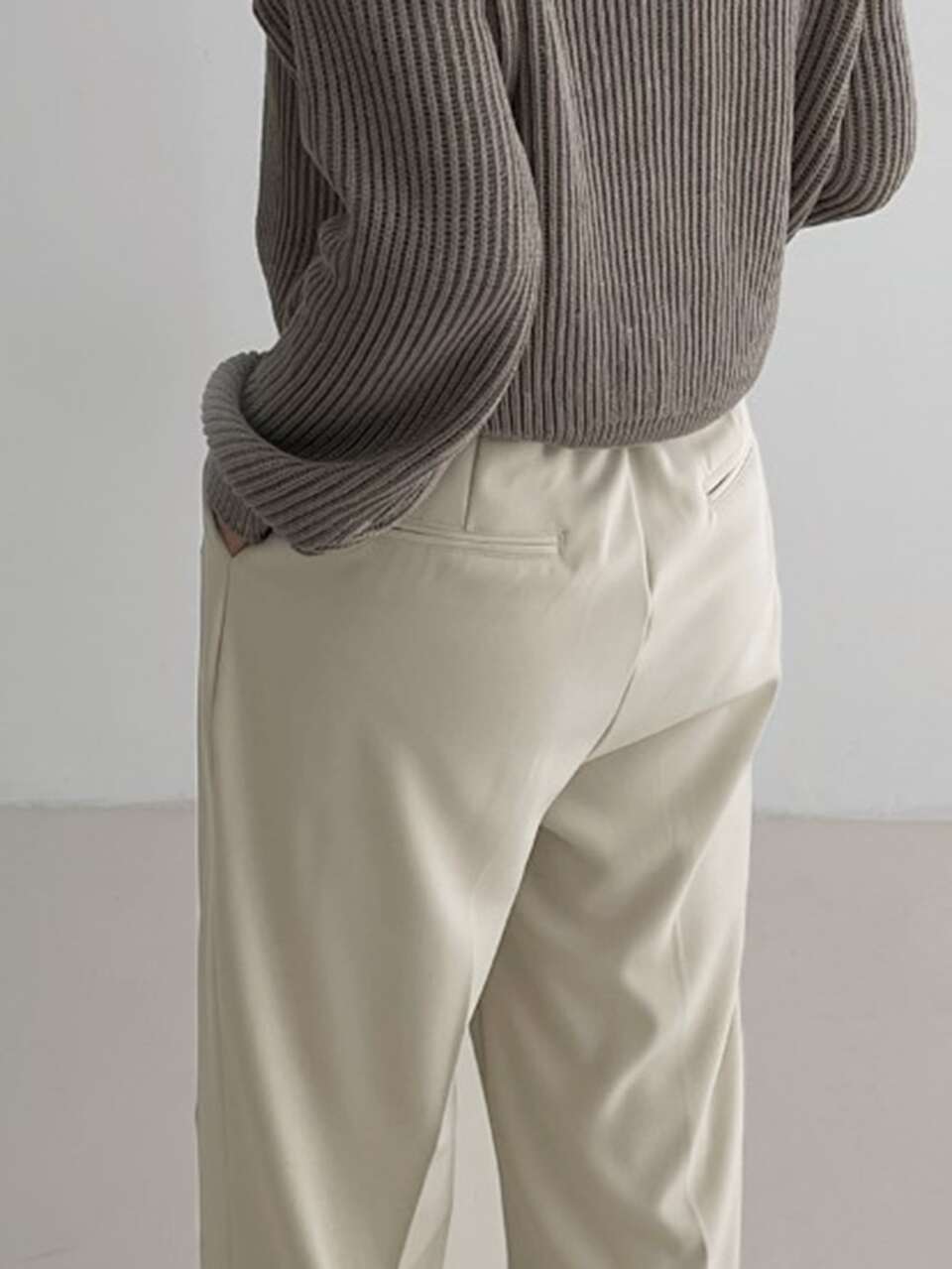 Solid Slant Pocket Suit Pants Business Attire