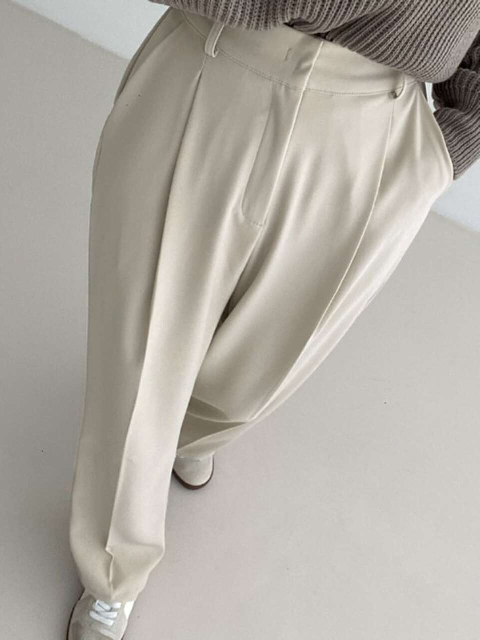 Solid Slant Pocket Suit Pants Business Attire