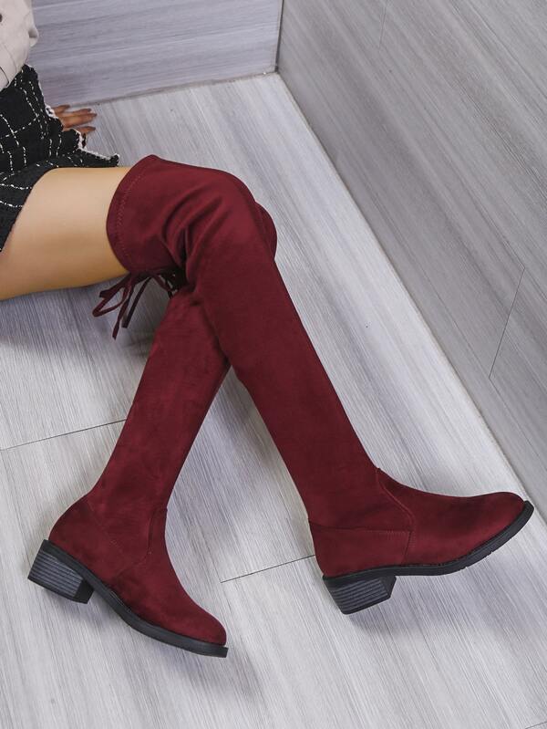 Tie Back Faux Suede Sock Boots SHEIN USA