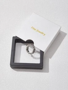 Cubic Zirconia Decor Ring - Silver - View 2