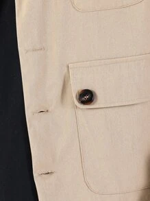 Manfinity Men Flap Pocket Vest Jacket - Khaki - View 4