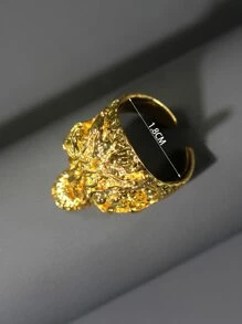 1 pieza Anillo abierto de calavera punk para hombres - Amarillo Oro - Ver 3