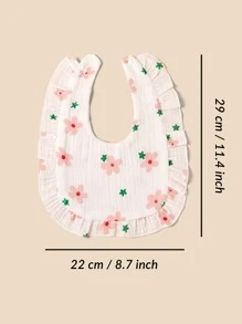 2pcs Baby Solid & Flower Pattern Bib - Multicolor - View 3