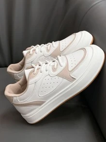 Two Tone Lace-up Front Skate Shoes - White - View 2