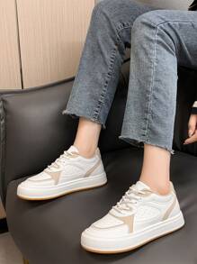 Two Tone Lace-up Front Skate Shoes - White - View 4