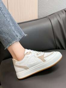 Two Tone Lace-up Front Skate Shoes - White - View 5