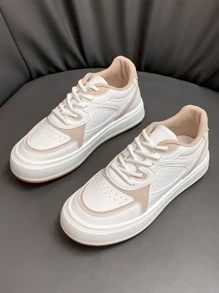 Two Tone Lace-up Front Skate Shoes - White - View 7