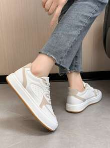 Two Tone Lace-up Front Skate Shoes - White - View 8