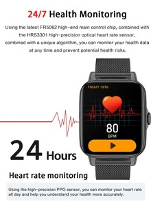 1入組心率監測智能手錶 - 黑色 - 查看 3